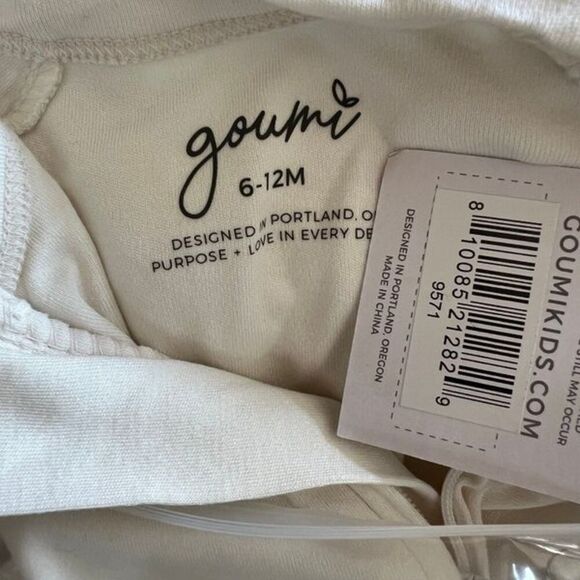 NWT Goumi Kids Cloud Footie SZ 6-12 mo Zipper Jumpsuit Bamboo Zippy White - Picture 3 of 3
